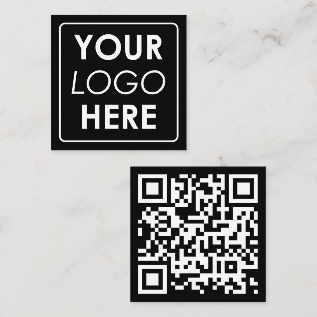 Business Logo QR Code Modern Minimalist Business  Square Business Card (Front/Back)