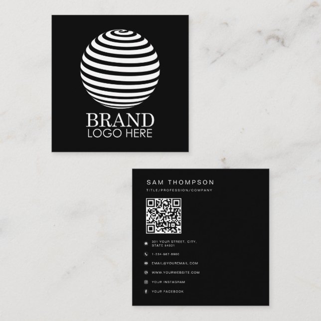 Business Logo QR Code Modern Minimalist  Calling Card (Front/Back)