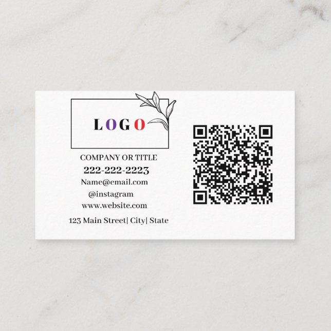 Business Logo QR Code Modern Professional  Card (Back)