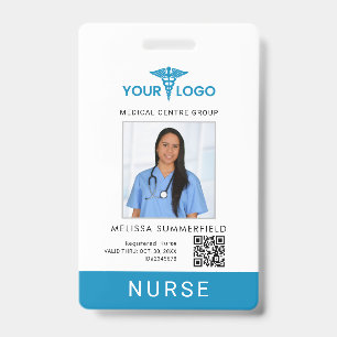 Business Logo QR Code Nurse Employee Photo ID Badge
