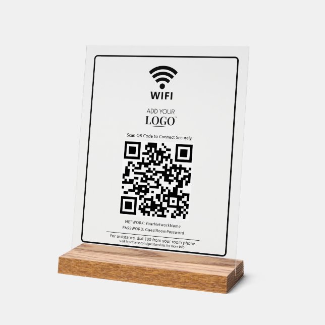 Business Logo Qr Code Office Internet Scan Connect Acrylic Sign (Angle)