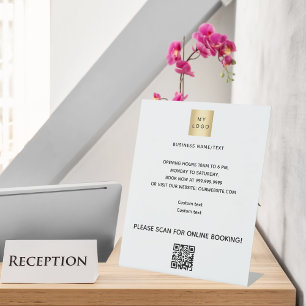 Business logo qr code online booking brand colour pedestal sign
