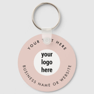Business Logo QR Code Pink Minimalist Business  Keychain