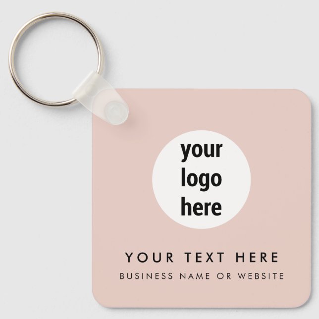 Business Logo QR Code Pink Minimalist Business  Keychain (Front)