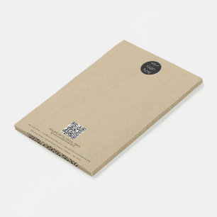 Business Logo QR Code Promotional Rustic Kraft Post-it Notes