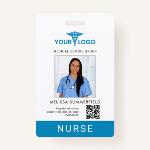 Business Logo QR Code Registered Nurse Photo ID  Badge
