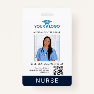 Business Logo QR Code Registered Nurse Photo ID Badge