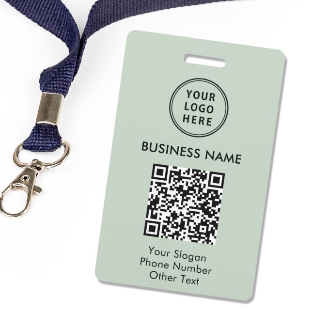 Business Logo QR Code Sage Green Badge (Creator Uploaded)
