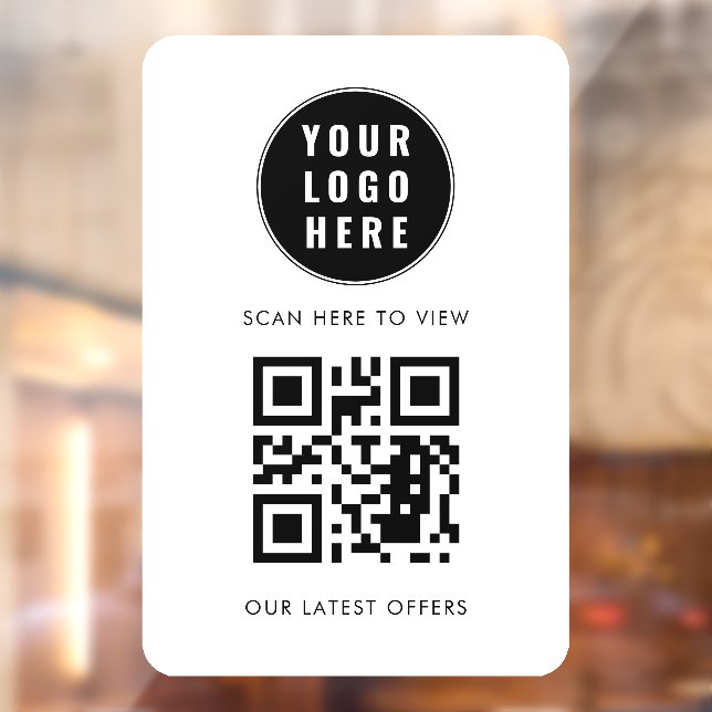 Business Logo QR Code Scan Here Simple Window Cling (Sheet 2)