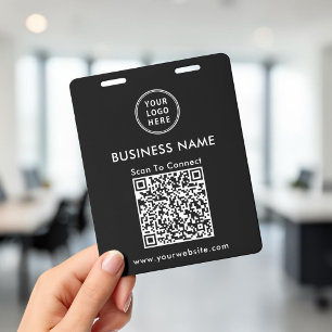 Business Logo QR Code Scan To Connect Black Badge