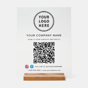 Business Logo QR Code Social Media Acrylic Sign