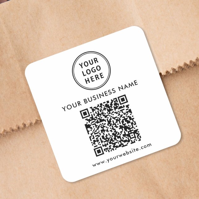 Business Logo QR Code Square Sticker (Business Logo QR Code Square Sticker)