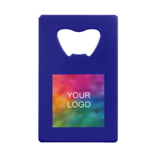 Business Logo QR Code Template Personalized Navy Credit Card Bottle Opener