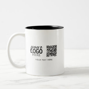 Business Logo QR Code & Text Customer Gifts Two-Tone Coffee Mug