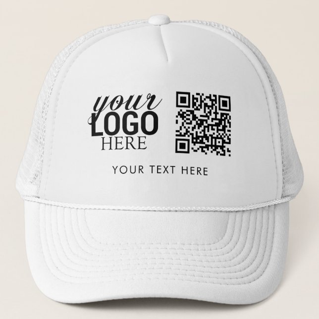 Business Logo QR Code & Text Employee Staff  Trucker Hat (Front)