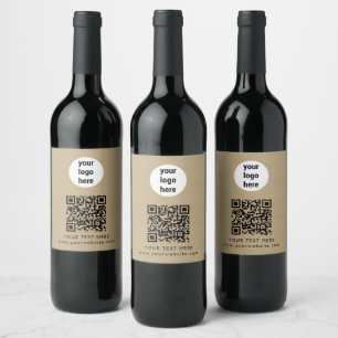 Business Logo QR Code Text Website Kraft Customer Wine Label