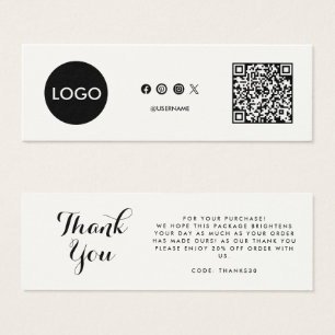 Business Logo QR Code thank you insert card