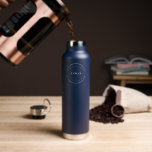 Business logo QR code website Customizable Water Bottle<br><div class="desc">Make a lasting impression with this Business Logo Custom QR Code Website Professional Water Bottle. Use your white logo on this navy blue water bottle. This sleek and professional water bottle is the perfect way to showcase your business logo and increase web-traffic and customer engagement. By incorporating a custom QR...</div>