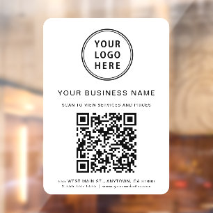 Business Logo QR Code White Window Cling