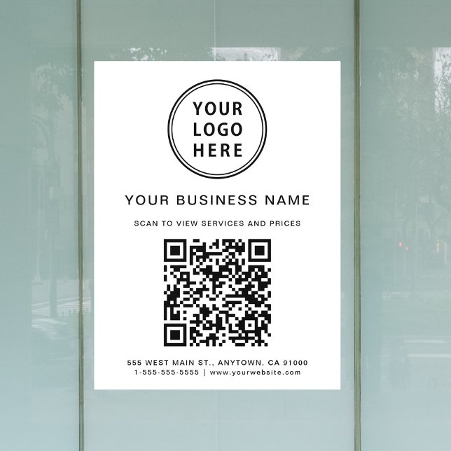 Business Logo QR Code White Window Cling ( Simple Business Logo QR Code White Window Cling)