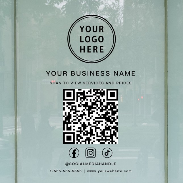 Business Logo QR Code Window Cling (Business Logo Scan To View QR Code Window Cling)