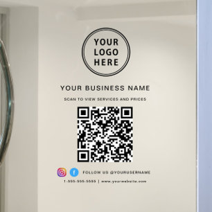 Business Logo QR Code Window Cling