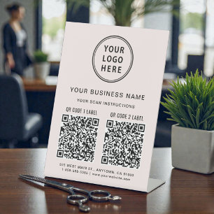 Business Logo QR Codes Pink Pedestal Sign