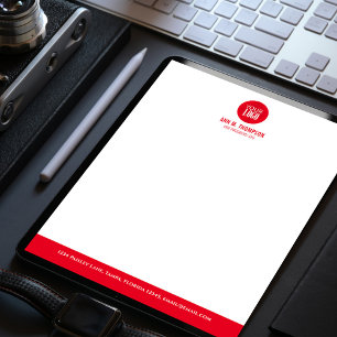Business Logo Red and White Simple Letterhead