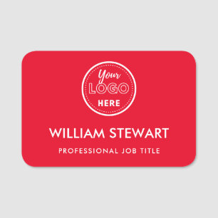 Business Logo Red Employee Staff Name Name Tag