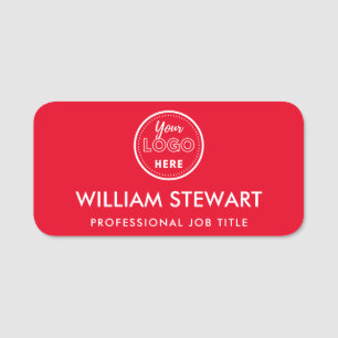 Business Logo Red Employee Staff Name Tag