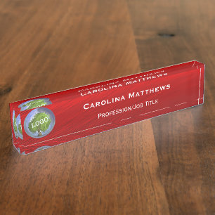 Business Logo Red Nameplate