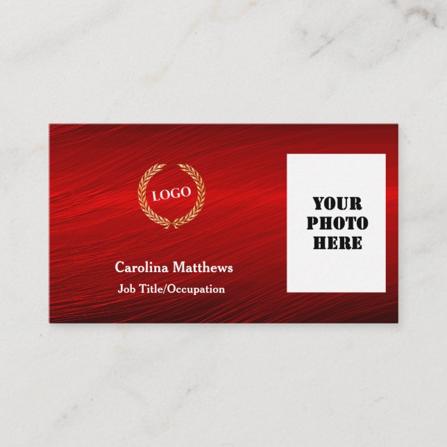 Business Logo Red Photo Business Card (Front)