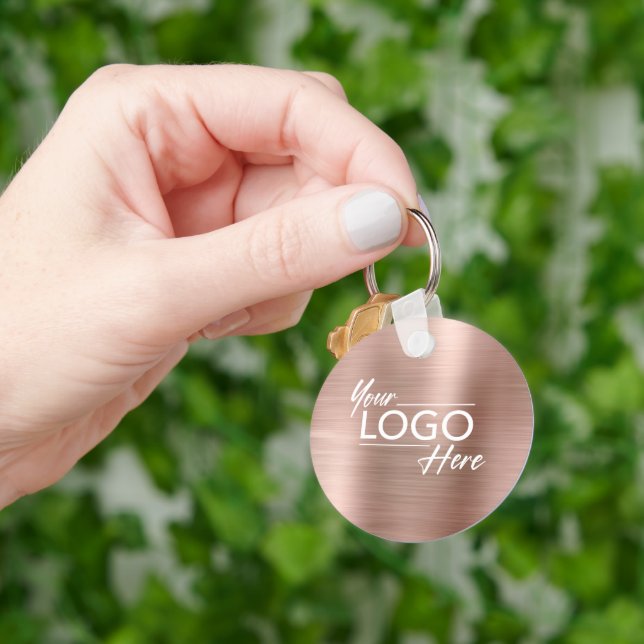 Business Logo Rose Gold Keychain (Hand)