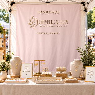 Business Logo Rose Gold Market Vendor Booth Stall Tapestry