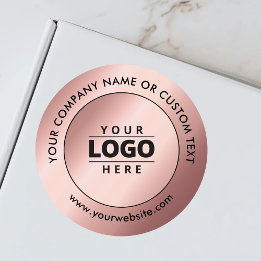 Business Logo Rose Gold Promotional Shipping  Classic Round Sticker
