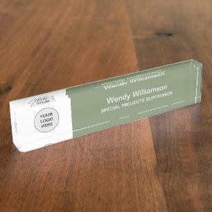 Business Logo Sage Green Desk Nameplate