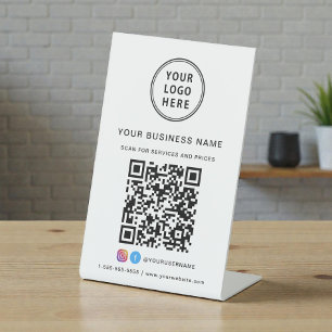 Business Logo Scan Me QR Code Pedestal Sign