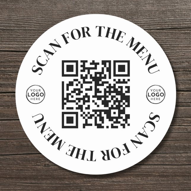 Business Logo Scan Menu QR Code Classic Round Sticker (Business Logo Scan Menu QR Code Classic Round Sticker )