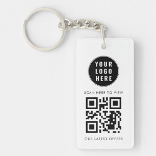 Business Logo Scan QR Code Simple Custom Keychain