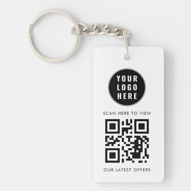 Business Logo Scan QR Code Simple Custom Keychain (Front)