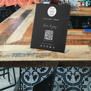 Business Logo Scan to Pay QR Code Social Media Pedestal Sign