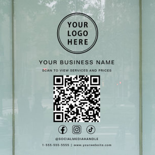 Business Logo Scan To View QR Code Window Cling