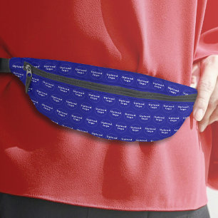 Business Logo Seamless Pattern on Blue Fanny Pack