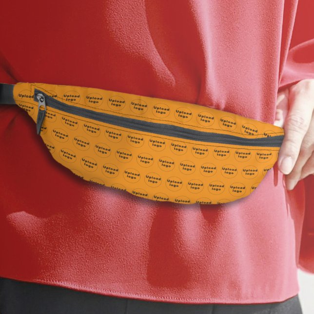 Business Logo Seamless Pattern on Orange Colour Fanny Pack (Business logo seamless pattern on orange color fanny pack)