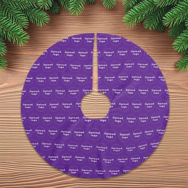 Business Logo Seamless Pattern on Purple Brushed Polyester Tree Skirt (Business logo seamless pattern on purple Christmas tree skirt)