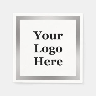 Business Logo Silver and White Elegant Template Napkin