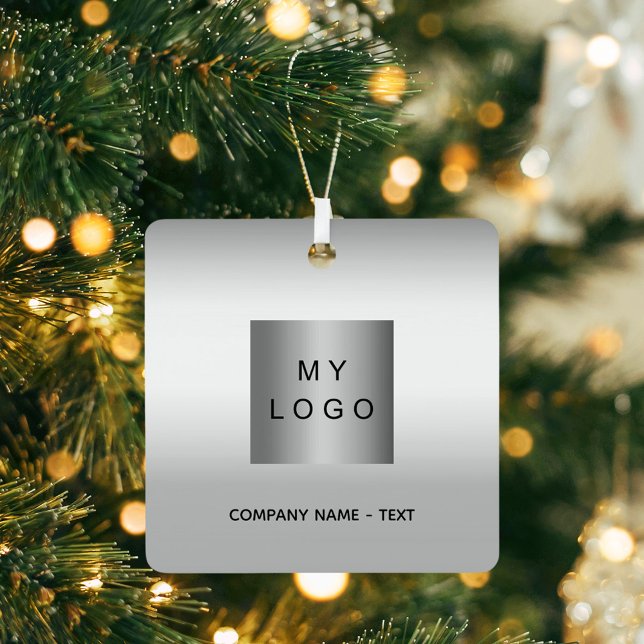 Business logo silver Christmas Metal Ornament (Creator Uploaded)