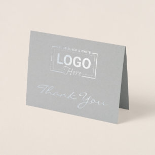 Business Logo Silver Foil Thank You Cards
