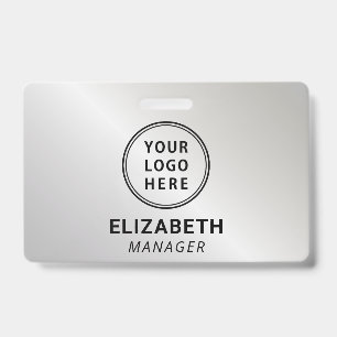 Business Logo Silver Name Badge