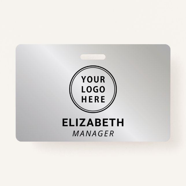 Business Logo Silver Name Badge (Front)